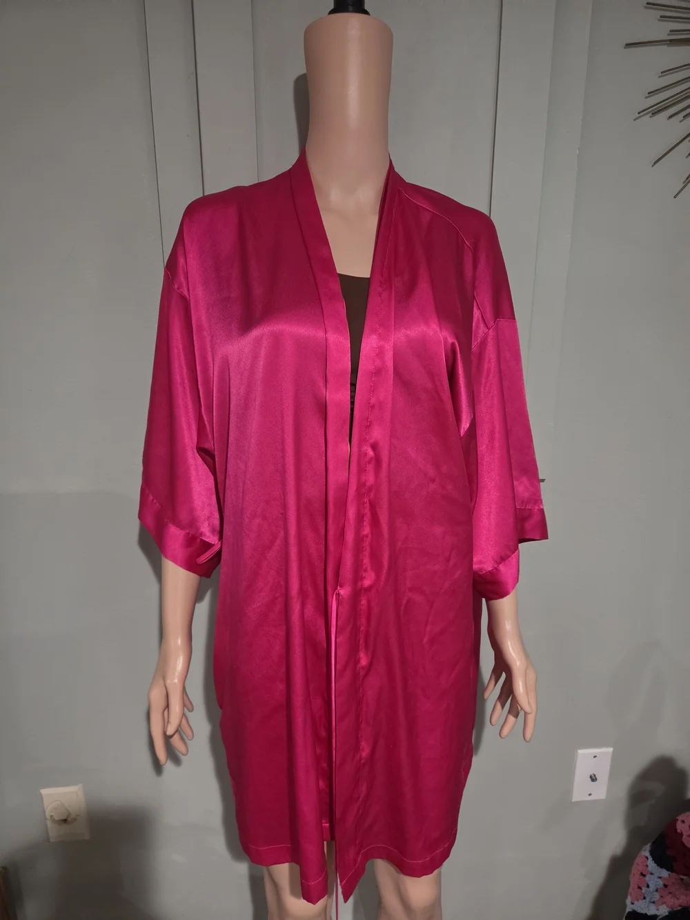 Victoria’s Secret Vintage Hot Pink Satin Kimono Robe One Size